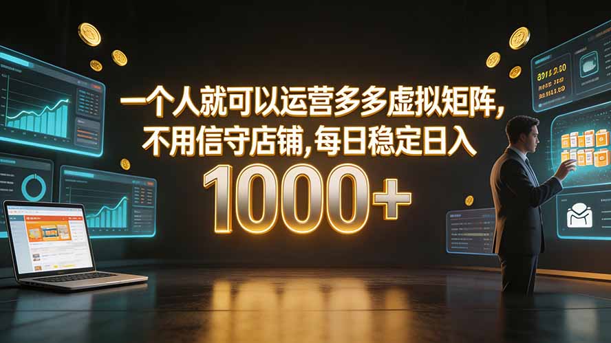 (19622期)一个人就可以运营多多虚拟矩阵,不用值守店铺,每日稳定日入 1000+-网赚副业网