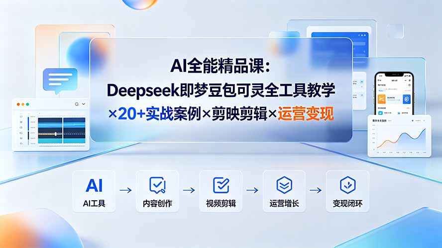 (19278期)AI全能精品课:Deepseek即梦豆包可灵全工具教学×20+实战案例×剪映剪辑×运营变现插图 (19278期)AI全能精品课:Deepseek即梦豆包可灵全工具教学×20+实战案例×剪映剪辑×运营变现插图