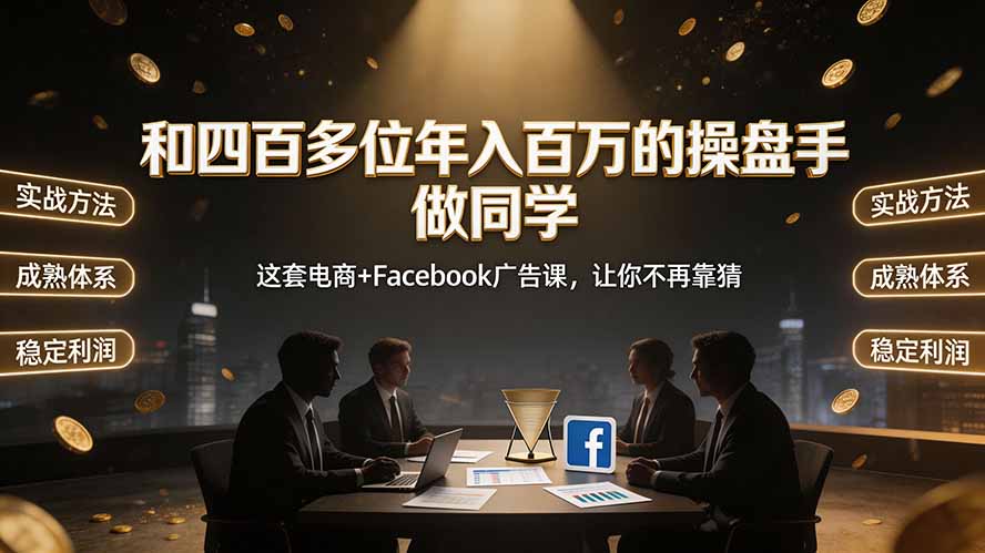 （19592期）和四百多位年入百万的操盘手做同学——这套电商+Facebook广告课，让你不再靠猜【原创双语字幕】-网赚副业网