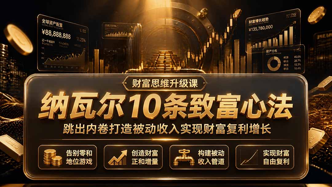 (19628期)付费文章:纳瓦尔10条致富心法,跳出内卷打造被动收入实现财富复利增长-网赚副业网