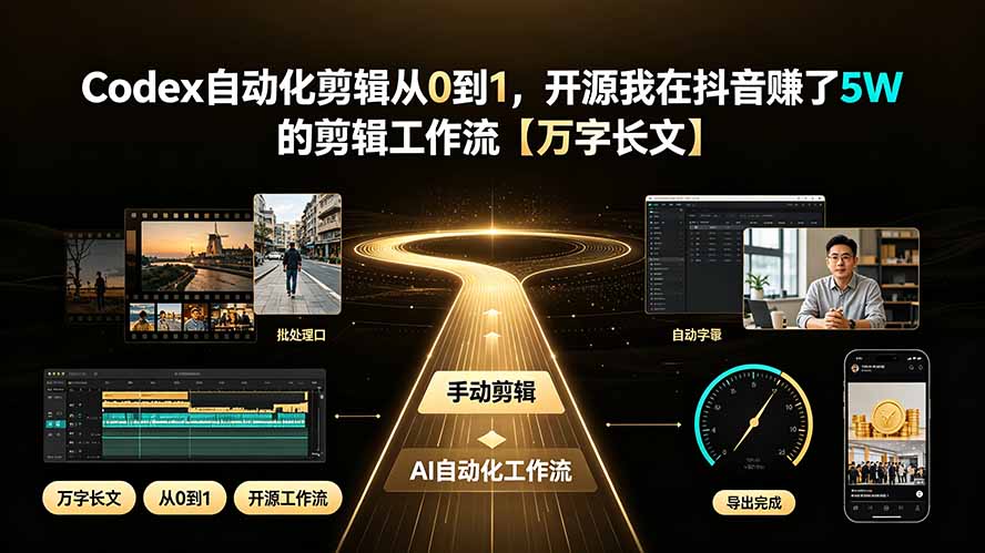 （19504期）Codex自动化剪辑从0到1，开源我在抖音赚了5W 的剪辑工作流【万字长文】-网赚副业网