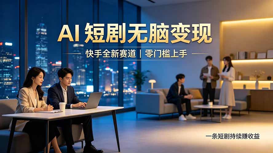 (19577期)别乱找副业了,快手 AI 短剧零门槛长久被动增收-网赚副业网