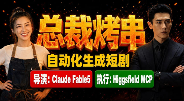 Claude Fable5担任导演+Higgsfield MCP落地执行｜《总裁烤串》真人质感短剧全自动AI生成全流程教学-网赚副业网