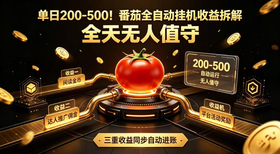 单日200-500！番茄全自动挂G收益拆解，全天无人值守，矩阵操作收益翻倍【揭秘】-网赚副业网