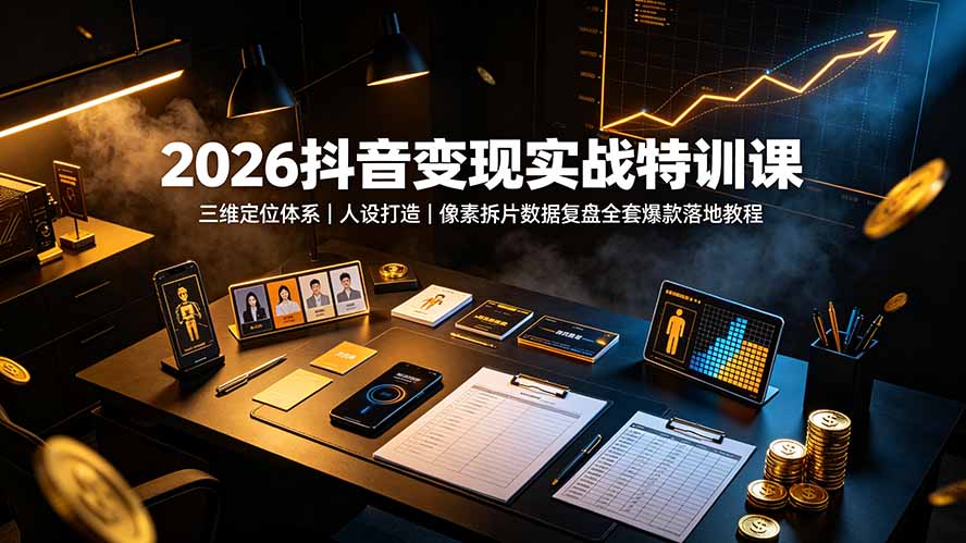 (19419期)2026抖音变现实战特训课:三维定位体系|人设打造|像素拆片数据复盘全套爆款落地教程-网赚副业网