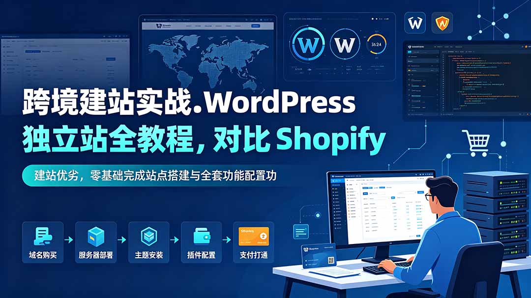 (19546期)跨境建站实战:WordPress 独立站全教程,对比 Shopify 建站优劣,零基础完成站点搭建与全套功能配置-网赚副业网