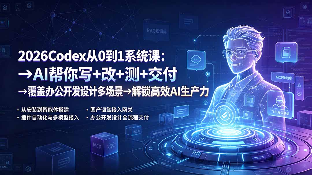 （19461期）2026Codex从0到1系统课：→AI帮你写+改+测+交付→覆盖办公开发设计多场景→解锁高效AI生产力-网赚副业网