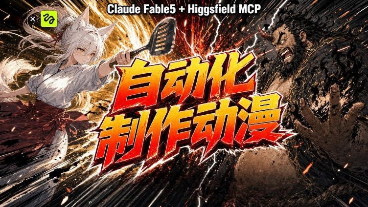（19477期）AI自动化动漫制作！Claude Fable 5接入Higgsfield MCP，直接生成完整创意内容-网赚副业网