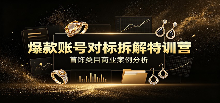 爆款账号对标拆解特训营：首饰类目商业案例分析，配套完整资料内容-网赚副业网