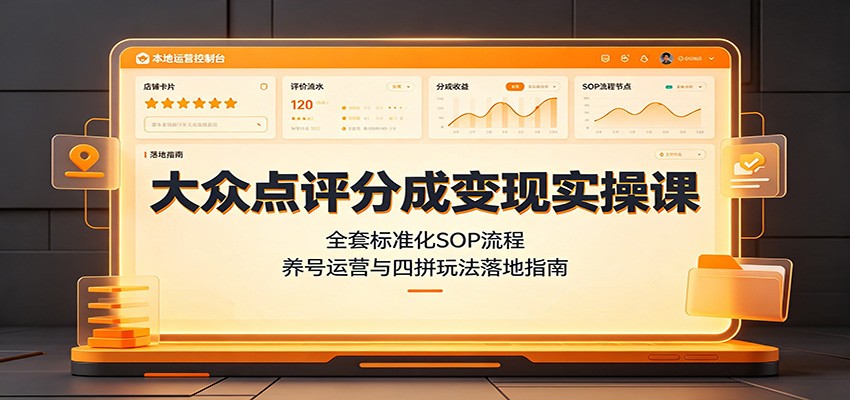 大众点评分成变现实操课:全套标准化SOP流程,养号运营与四拼玩法落地指南-网赚副业网
