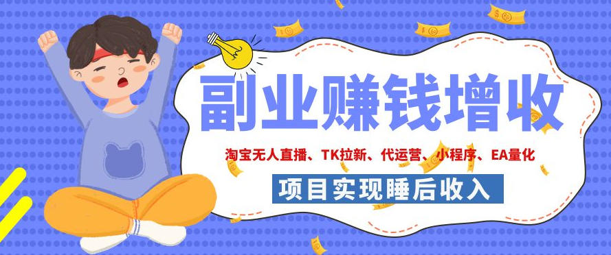 2026年多个真实落地副业项目,手把手带你搭建被动收入管道(淘宝无人直播、海外TK拉新、CSGO饰品交易、去水印小程序等)【揭秘】-网赚副业网