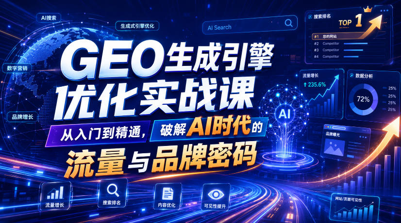 GEO生成引擎优化实战课，从入门到精通，破解AI时代的流量与品牌密码-网赚副业网