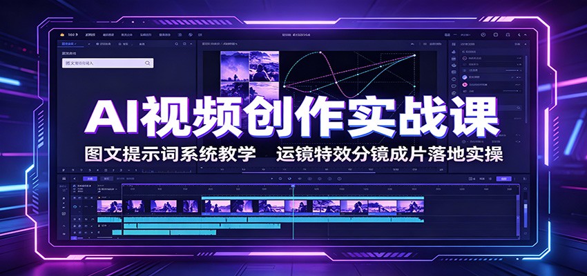 AI视频创作实战课:图文提示词系统教学,运镜特效分镜成片落地实操-网赚副业网