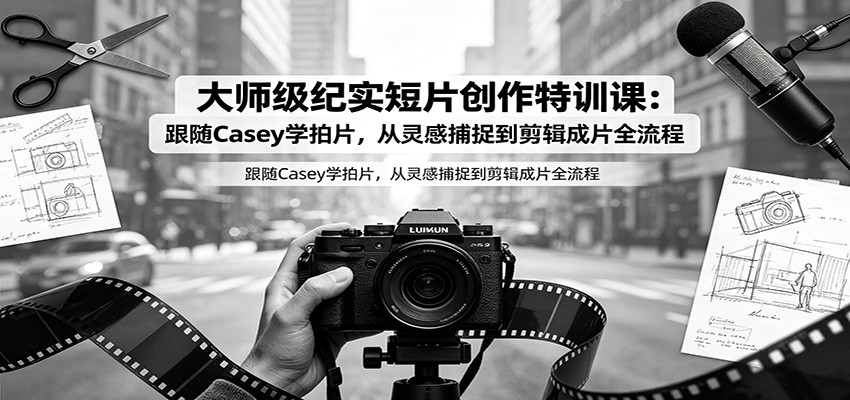 大师级纪实短片创作特训课:跟随Casey学拍片,从灵感捕捉到剪辑成片全流程-网赚副业网
