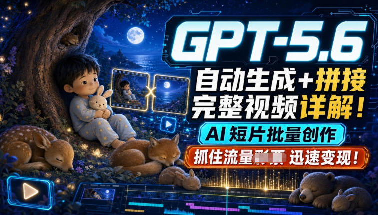 GPT-5.6自动生成＋拼接完整视频详解，AI短片批量创作，抓住流量迅速变现！-网赚副业网
