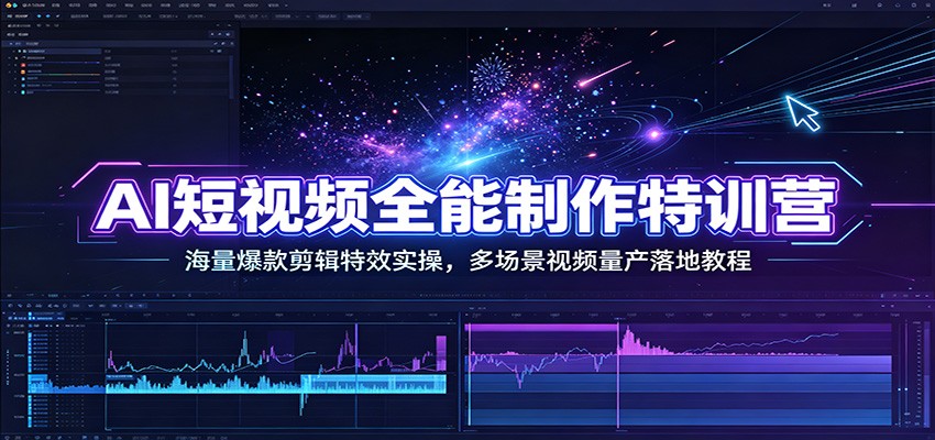 AI短视频全能制作特训营:海量爆款剪辑特效实操,多场景视频量产落地教程-网赚副业网