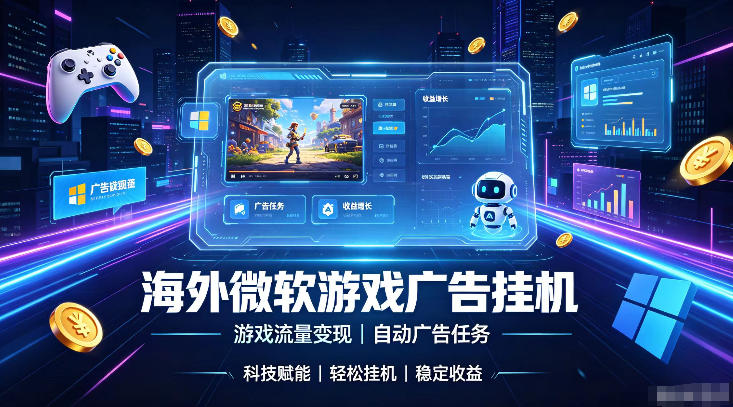 海外游戏广告自动挂G，轻资产海外副业风口，单设备稳定产出500+【揭秘】-网赚副业网