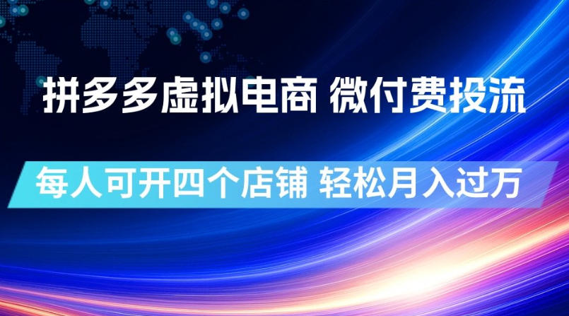 拼多多虚拟电商，微付费投流玩法，每人可开四个店，轻松月入过1W【揭秘】-网赚副业网
