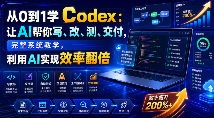 从0到1学Codex:让AI帮你写、改、测、交付,完整系统教学,利用AI实现效率翻倍-网赚副业网