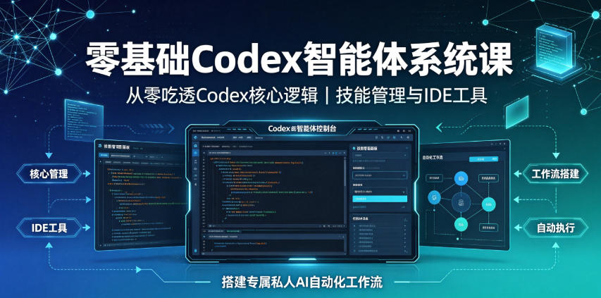 零基础Codex智能体系统课｜从零吃透Codex核心逻辑、技能管理与IDE工具，搭建专属私人AI自动化工作流-网赚副业网