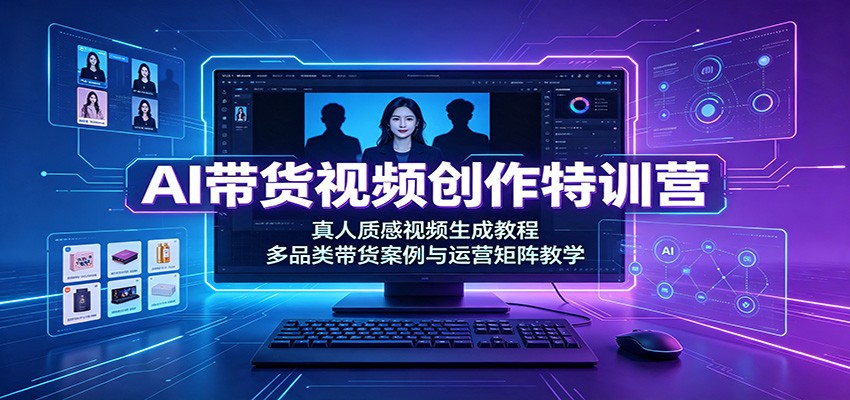 AI带货视频创作特训营:真人质感视频生成教程,多品类带货案例与运营矩阵教学-网赚副业网