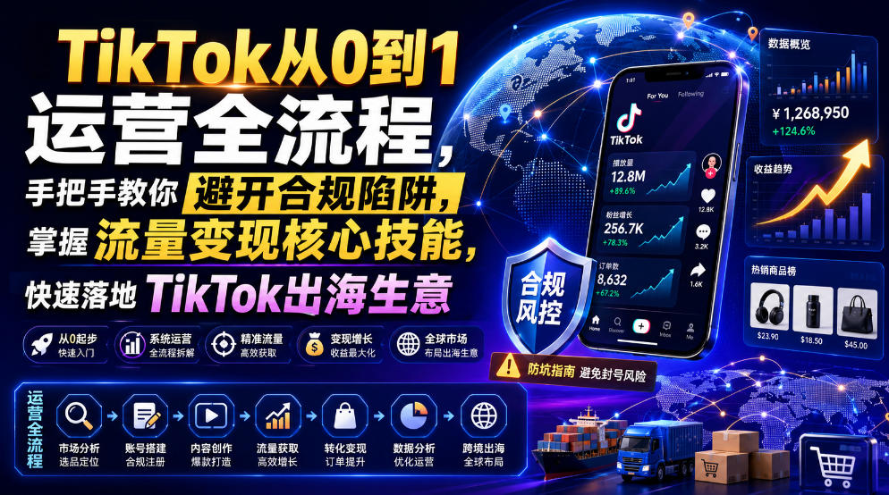 TikTok从0到1运营全流程,手把手教你避开合规陷阱,掌握流量变现核心技能,快速落地TikTok出海生意(更新7月)插图 TikTok从0到1运营全流程,手把手教你避开合规陷阱,掌握流量变现核心技能,快速落地TikTok出海生意(更新7月)插图