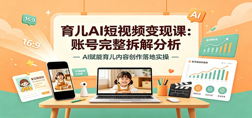 育儿AI短视频变现课：账号完整拆解分析，AI赋能育儿内容创作落地实操-网赚副业网