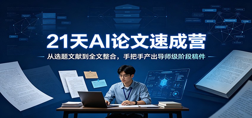 21天AI论文速成营：从选题文献到全文整合，手把手产出导师级阶段稿件-网赚副业网