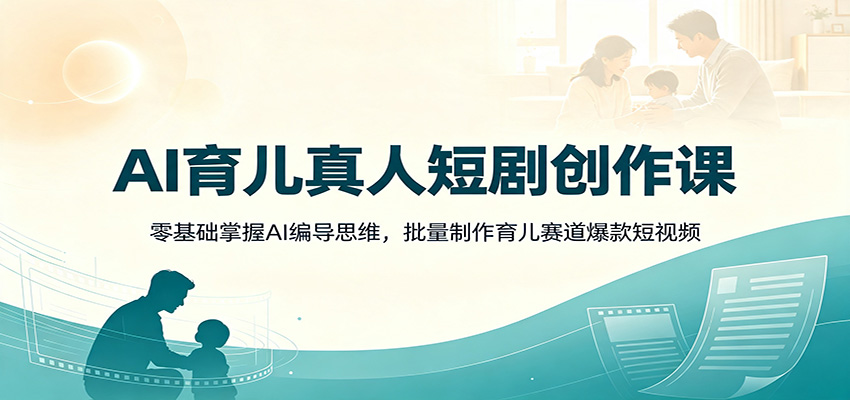 AI育儿真人短剧创作课:零基础掌握AI编导思维,批量制作育儿赛道爆款短视频-网赚副业网