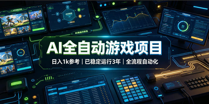 AI全自动游戏项目，日入1k，已稳定运行3年躺賺，全流程自动化！【揭秘】-网赚副业网