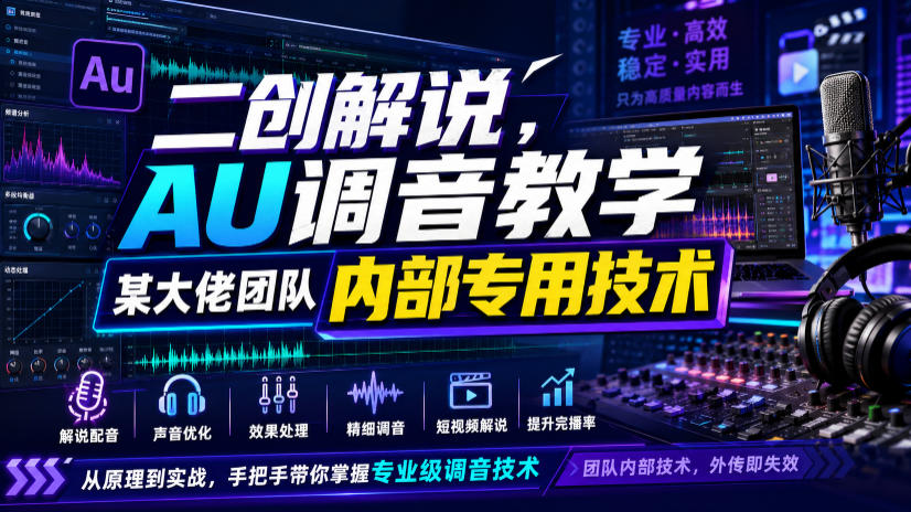 二创解说AU调音教学，某大佬团队内部专用技术-网赚副业网