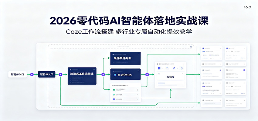 2026零代码AI智能体落地实战课:Coze工作流搭建,多行业专属自动化提效教学-网赚副业网