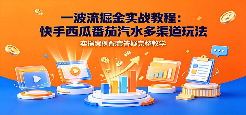 一波流掘金实战教程：快手西瓜番茄汽水多渠道玩法，实操案例配套答疑完整教学-网赚副业网