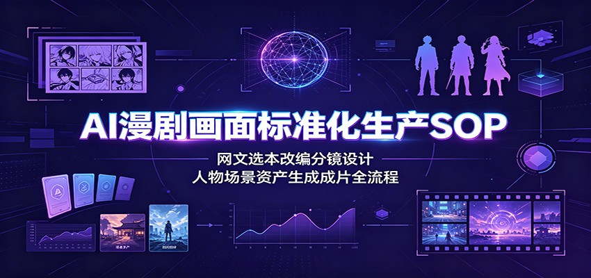 AI漫剧画面标准化生产SOP：网文选本改编分镜设计，人物场景资产生成成片全流程-网赚副业网