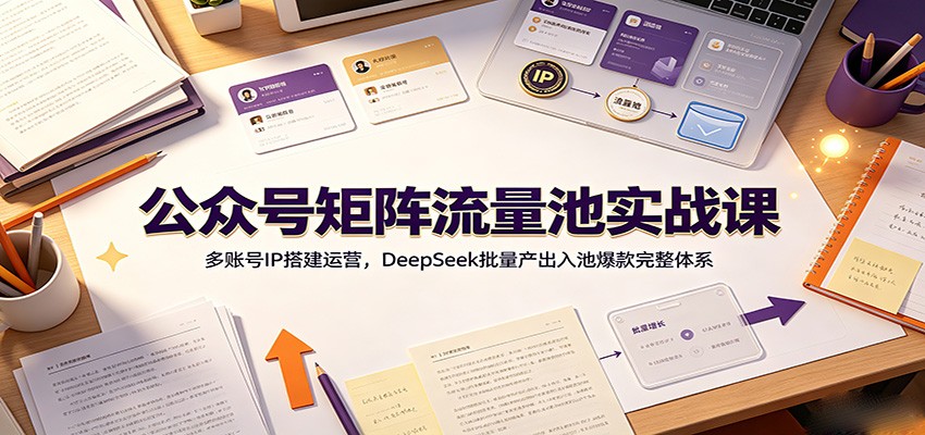 公众号矩阵流量池实战课：多账号IP搭建运营，DeepSeek批量产出入池爆款完整体系-网赚副业网
