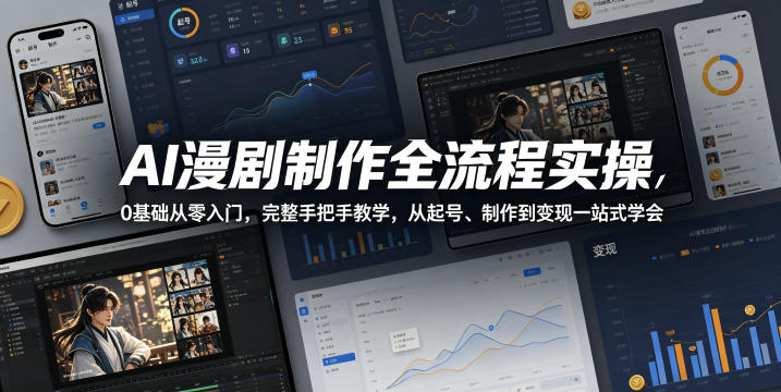 AI漫剧制作全流程实操，0基础从零入门，完整手把手教学，从起号、制作到变现一站式学会（更新）-网赚副业网