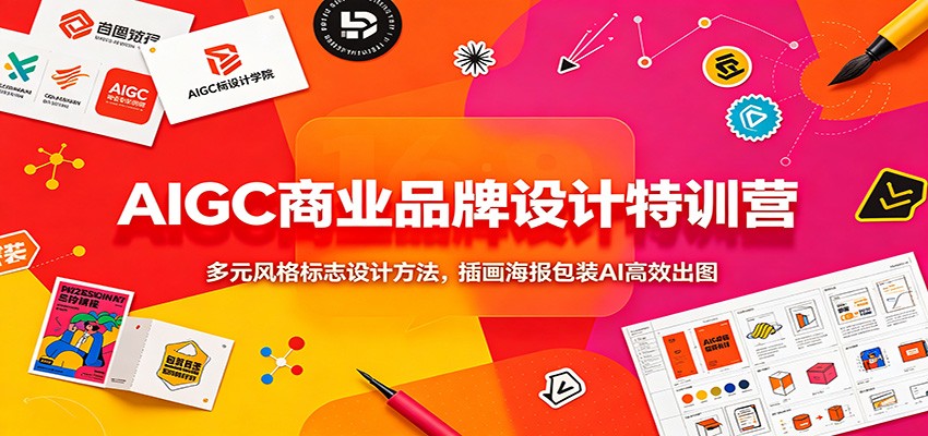 AIGC商业品牌设计特训营：多元风格标志设计方法，插画海报包装AI高效出图-网赚副业网