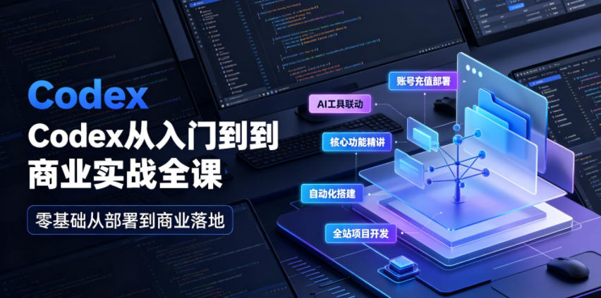 Codex从入门到商业实战全课｜账号充值部署、AI工具联动、核心功能精讲、自动化搭建、全站项目开发零基础教程-网赚副业网