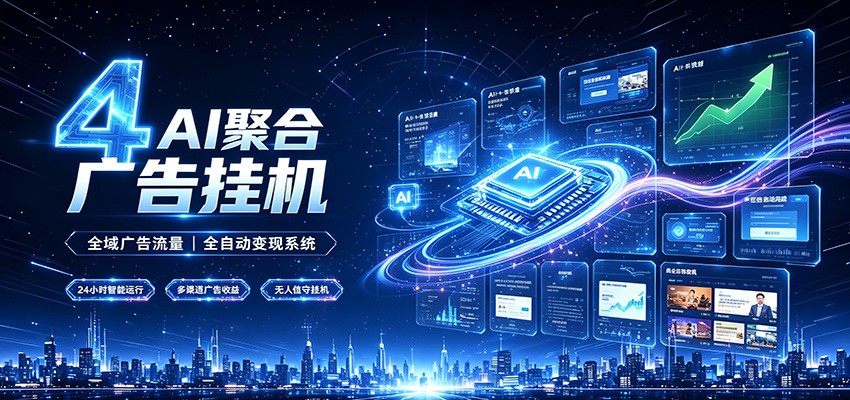 全域广告流量聚合，AI无人挂机稳赚佣金，打造长期稳定被动收入副业-网赚副业网