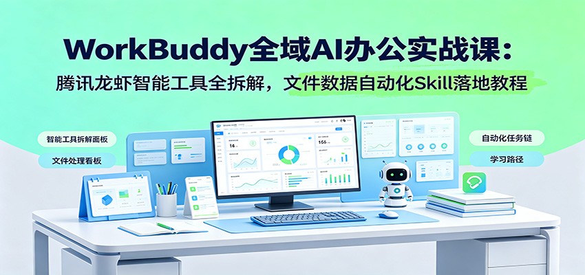 WorkBuddy全域AI办公实战课：腾讯龙虾智能工具全拆解，文件数据自动化Skill落地教程-网赚副业网