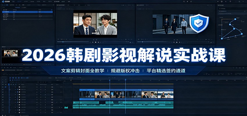 2026韩剧影视解说实战课:文案剪辑封面全教学,规避版权冲击平台精选签约通道-网赚副业网