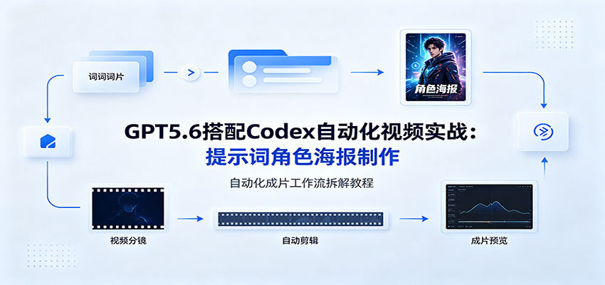 GPT5.6搭配Codex自动化视频实战：提示词角色海报制作，自动化成片工作流拆解教程-网赚副业网