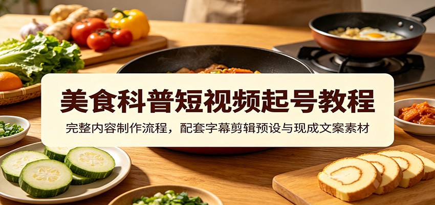 美食科普短视频起号教程:完整内容制作流程,配套字幕剪辑预设与现成文案素材-网赚副业网