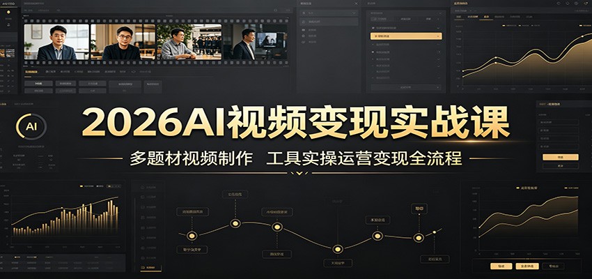 2026AI视频变现实战课：多题材视频制作，工具实操运营变现全流程-网赚副业网