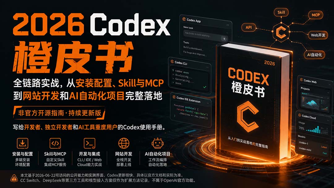 (20105期)2026Codex橙皮书:全链路实战,从安装配置、Skill与MCP到网站开发和AI自动化项目完整落地-网赚副业网
