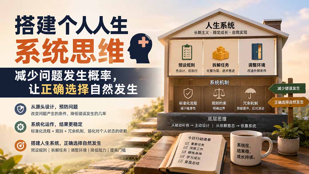 (19985期)付费文章:搭建个人人生系统思维:减少问题发生概率,让正确选择自然发生-网赚副业网