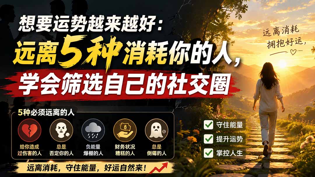 (19965期)付费文章:想要运势越来越好:远离5种消耗你的人,学会筛选自己的社交圈-网赚副业网