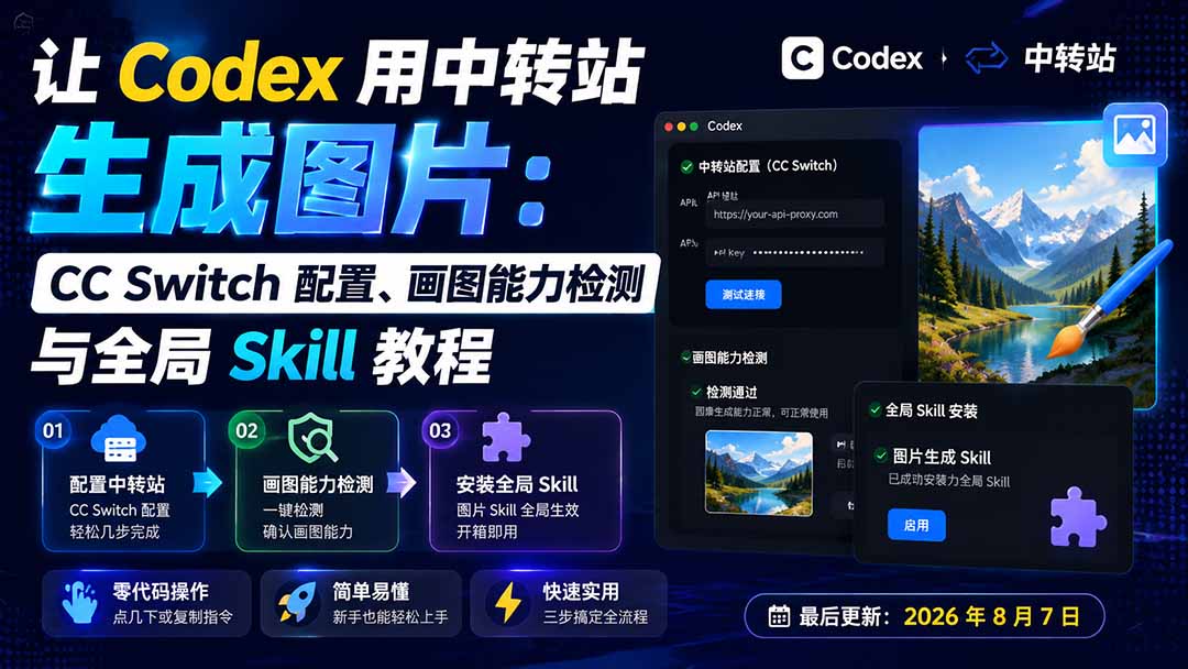 (19777期)让 Codex 用中转站生成图片:CC Switch 配置、画图能力检测与全局 Skill 教程-网赚副业网