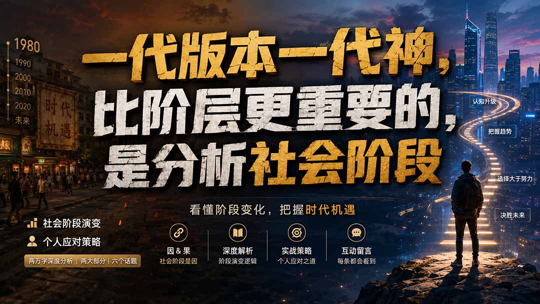 (19745期)付费文章:一代版本一代神,比阶层更重要的,是分析社会阶段-网赚副业网