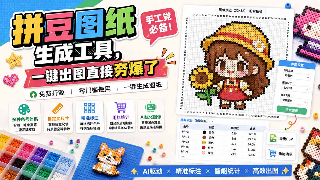 (20084期)拼豆图纸生成工具,手工党必备!一键出图直接夯爆了插图 (20084期)拼豆图纸生成工具,手工党必备!一键出图直接夯爆了插图